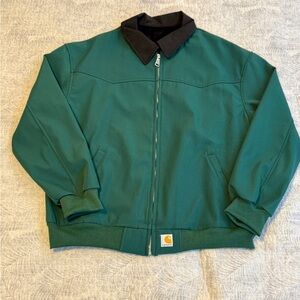 Custom Green Carhartt Jacket with Black Collar
